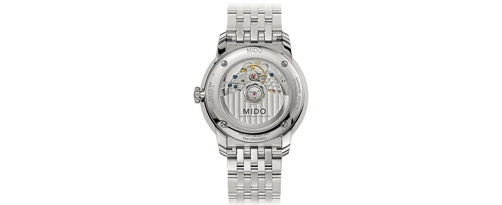 Mido Men's Swiss Automatic Baroncelli Smiling Moon Stainless Steel Bracelet Watch 39mm