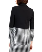 Tahari Asl Women's Houndstooth Colorblocked Jacket