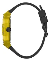 Guess Men's Yellow Black Silicone Strap Watch 44mm