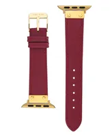 Anne Klein Women's Red Genuine Leather Band Compatible with 42/44/45/Ultra/Ultra 2 Apple Watch - Red, Gold