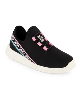 Dkny Little Girls Elastic Laces Slip On Athletic Sneakers