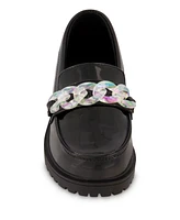 Marc Fisher Little Girls Iridescent Chain Slip On Loafers