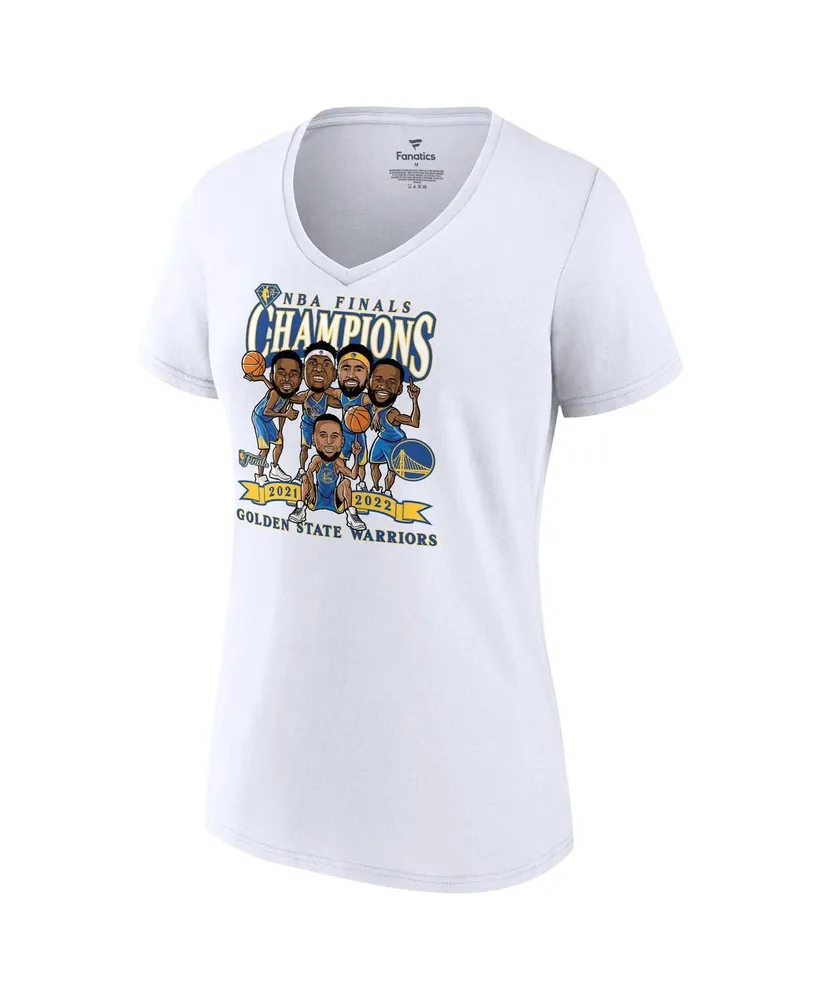 Women's Fanatics White Golden State Warriors 2022 Nba Finals Champions Caricature Plus Size V-Neck T-shirt