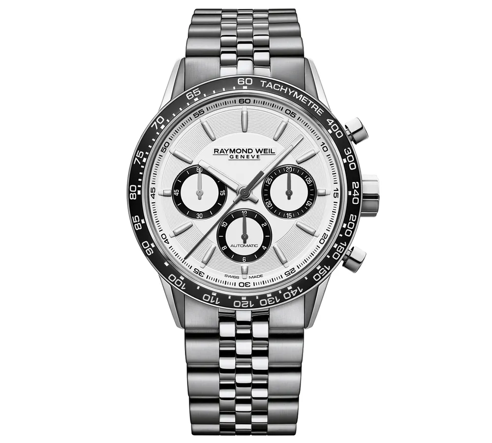 Raymond Weil Men's Swiss Automatic Chronograph Freelancer Stainless Steel Bracelet Watch 43.5mm