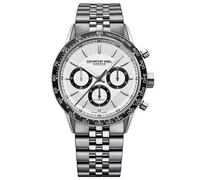 Raymond Weil Men's Swiss Automatic Chronograph Freelancer Stainless Steel Bracelet Watch 43.5mm