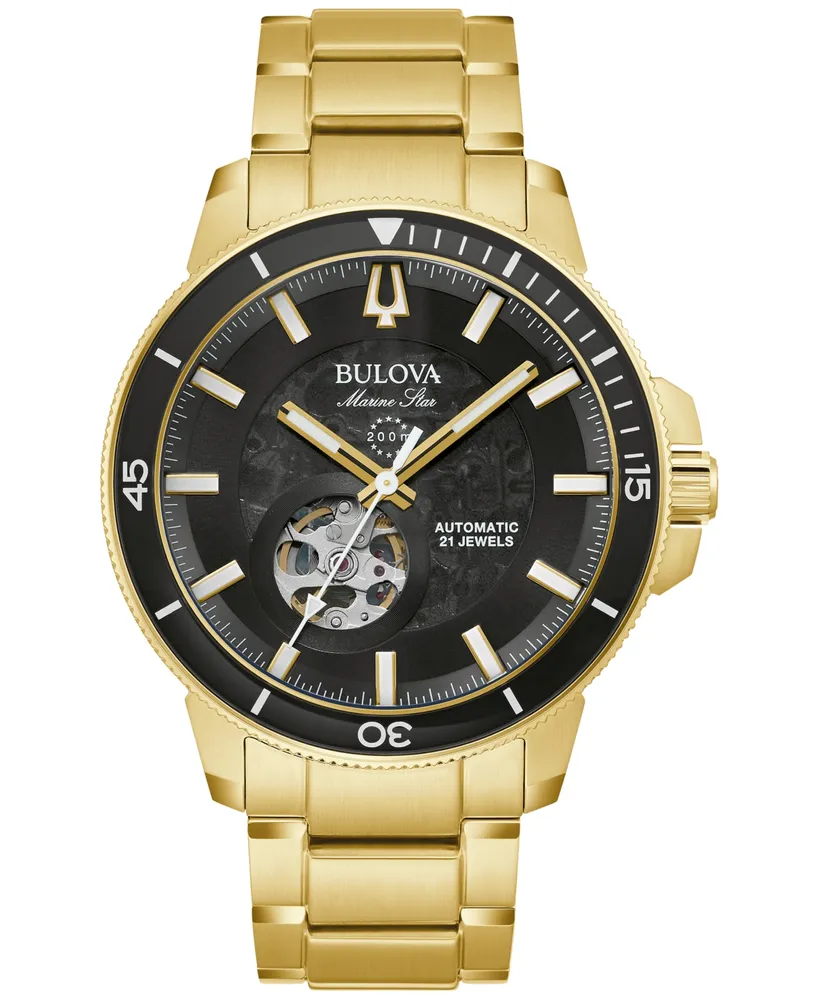 Bulova Men's Automatic Marine Star Series C Gold-Tone Stainless Steel Bracelet Watch 45mm - Gold