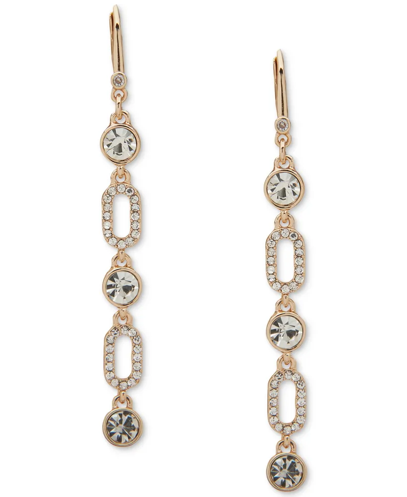 Dkny Gold-Tone Crystal & Pave Link Linear Drop Earrings