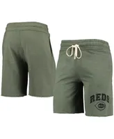 Men's Concepts Sport Heathered Olive Cincinnati Reds Mainstream Tri-Blend Shorts