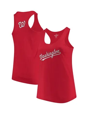 Women's Soft As A Grape Red Washington Nationals Plus Swing for the Fences Racerback Tank Top