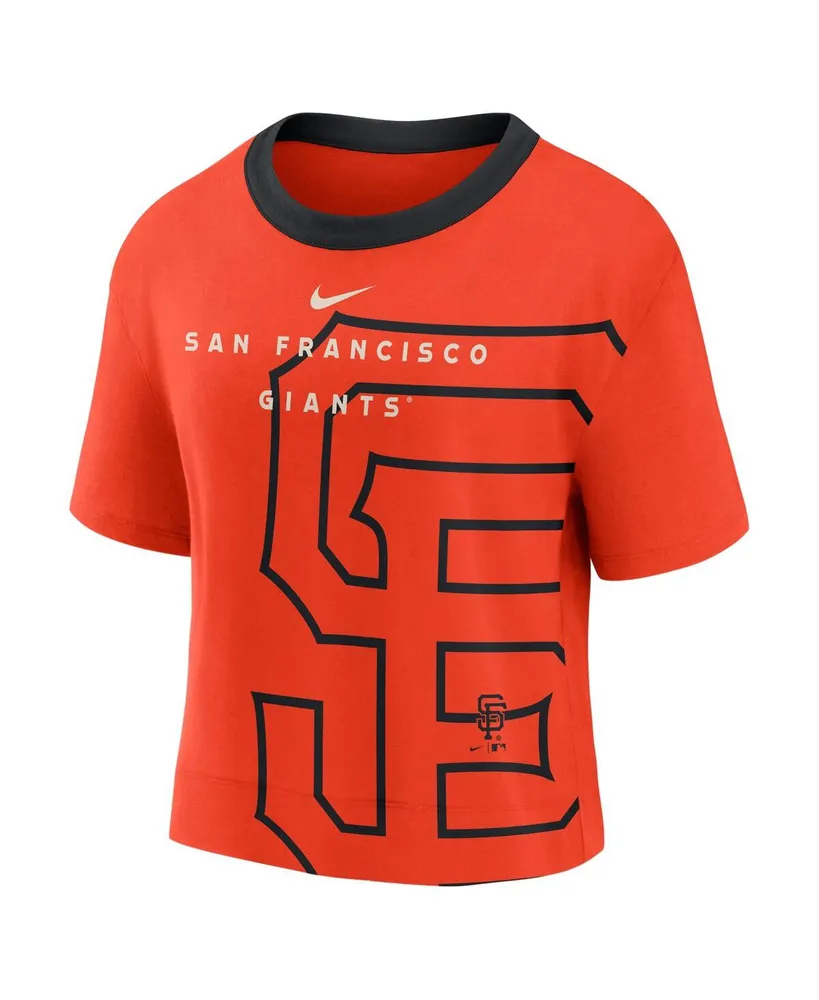 Women's Nike Orange and Black San Francisco Giants Team First High Hip Boxy T-shirt