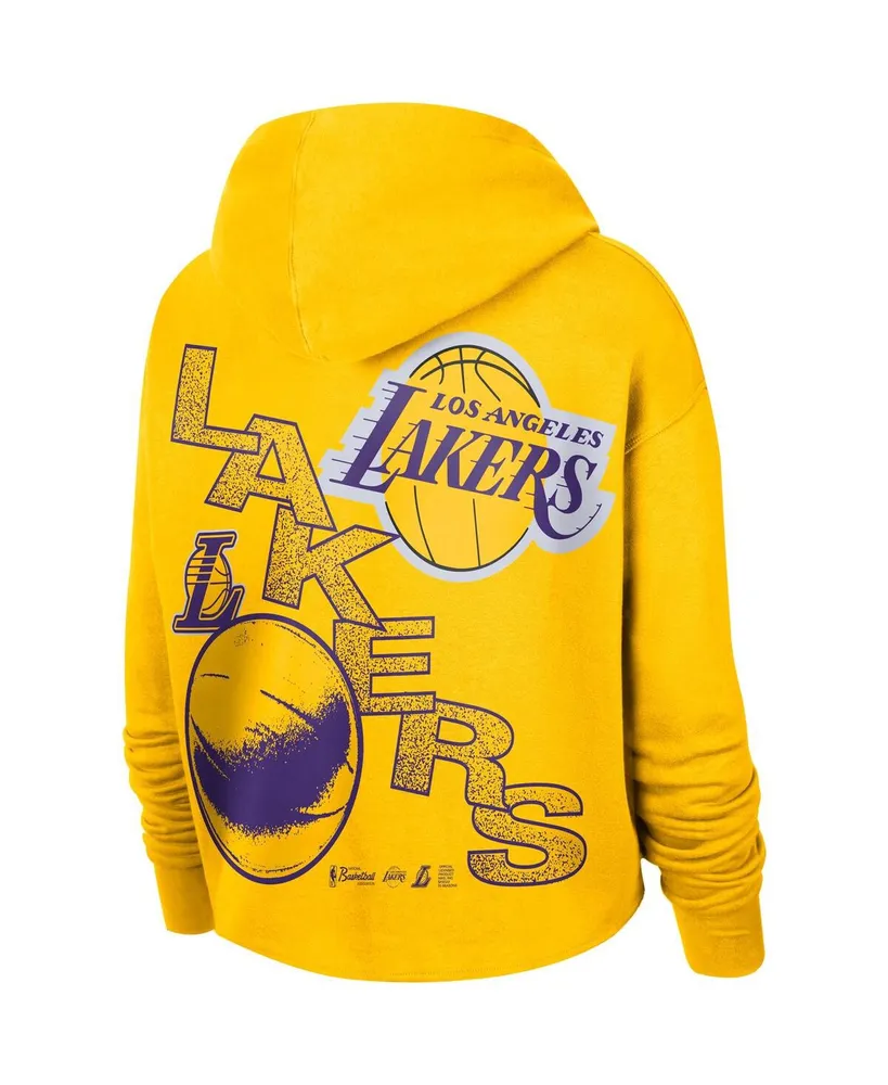 Women's Nike Gold Los Angeles Lakers Courtside Team Cropped Pullover Hoodie