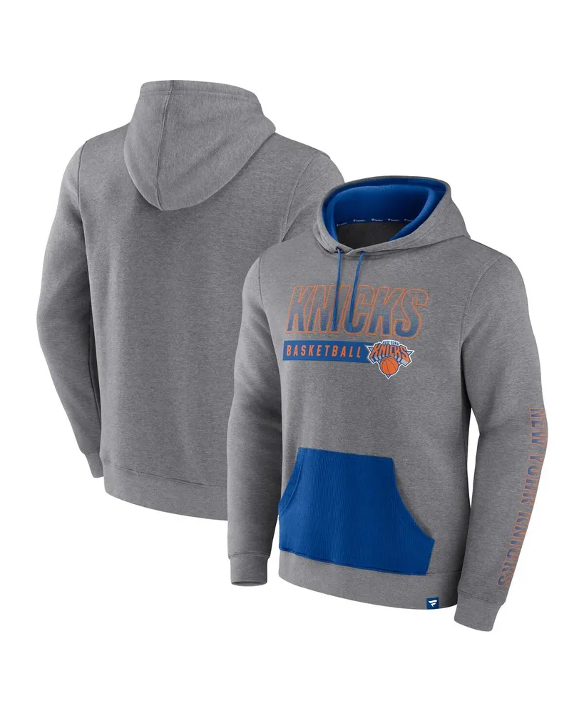 New York Knicks Fanatics Branded Off The Bench Color Block Pullover Hoodie  - Heathered Gray