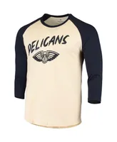 Men's Fanatics Zion Williamson Cream, Navy New Orleans Pelicans Raglan 3, 4 Sleeve T-shirt