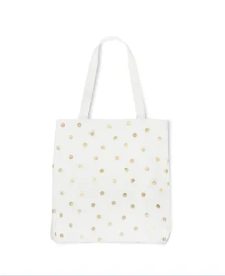 Kate Spade New York Canvas Tote with Gold Polka Dots - Gold