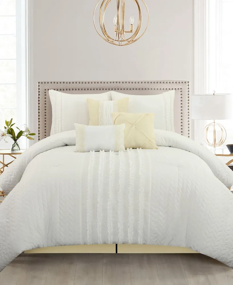 Closeout! Gwen 7-Piece Comforter Set, Queen - White