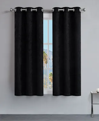 Juicy Couture Faux Suede Solid Thermal Woven Room Darkening Grommet Window Curtain Panel Set