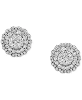 Diamond Halo Cluster Stud Earrings (1 ct. t.w.) in 10k White Gold
