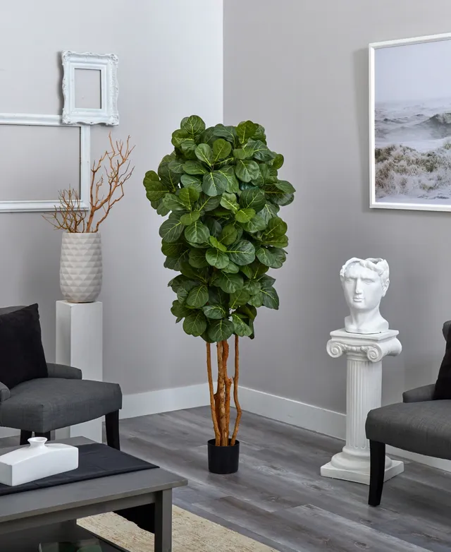 Nearly Natural Fiddle Leaf Artificial Tree In Slate Planter