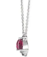 Le Vian Raspberry Rhodolite (1-1/6 ct. t.w.) & Diamond (1/10 ct. t.w.) Ladybug Adjustable 19" Pendant Necklace in 14k White Gold