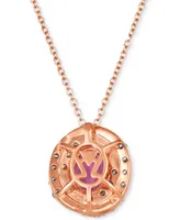 Le Vian Raspberry Rhodolite (1-3/8 ct. t.w.) & Diamond (1/3 ct. t.w.) Adjustable 20" Pendant Necklace in 14k Rose Gold