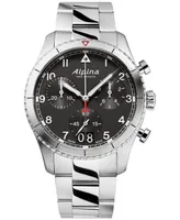 Alpina Men's Swiss Chronograph Startimer Pilot Stainless Steel Bracelet Watch 44mm - Silver