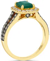 Le Vian New Emerald (1-1/5 ct. t.w.) & Diamond (7/8 ct. t.w.) Halo Split Shank Ring in 14k Gold