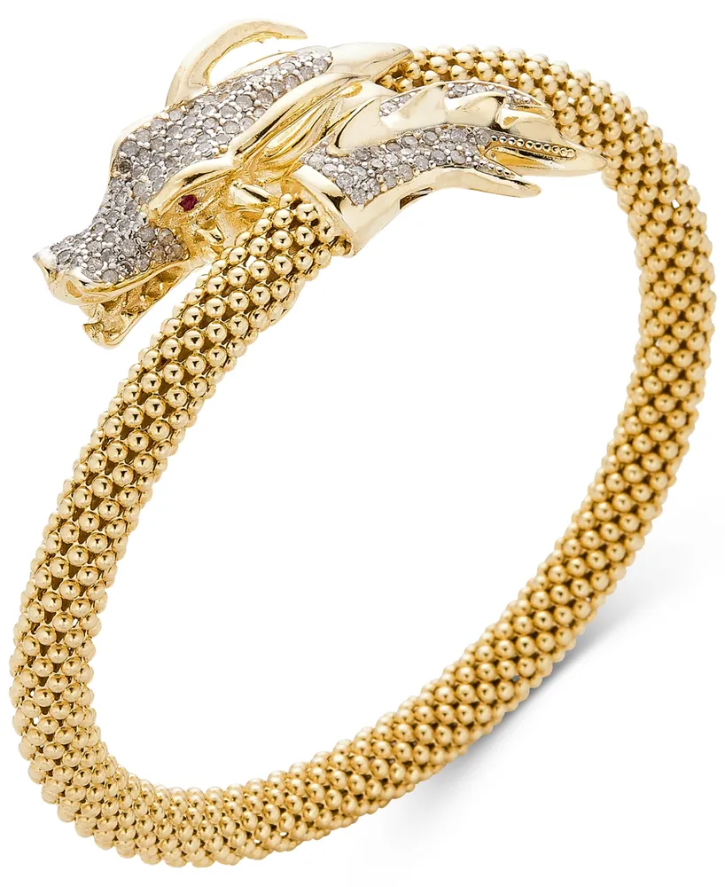 Diamond Dragon Bypass Bracelet (1 ct. t.w.) in 14k Gold over Sterling Silver