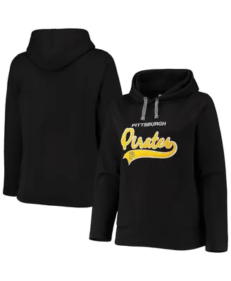 Women's Soft as a Grape Black Pittsburgh Pirates Plus Size Side Split Pullover Hoodie