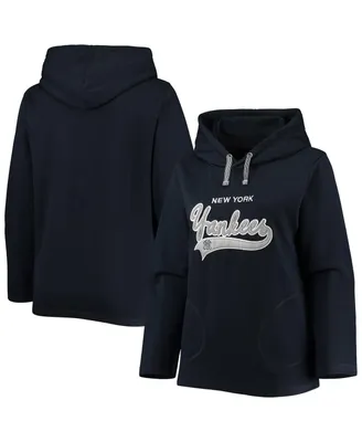 Women's Soft as a Grape Navy New York Yankees Plus Side Split Pullover Hoodie