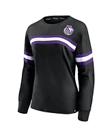 Women's Fanatics Black, Purple Sacramento Kings Block Party Chest Logo Striped Long Sleeve T-shirt