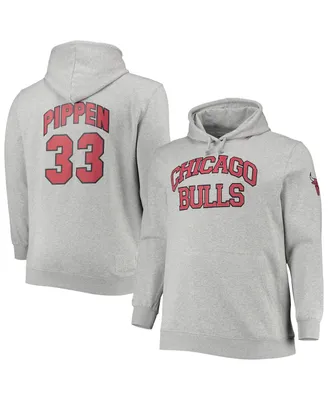 Men's Mitchell & Ness Scottie Pippen Heathered Gray Chicago Bulls Big and Tall Name Number Pullover Hoodie