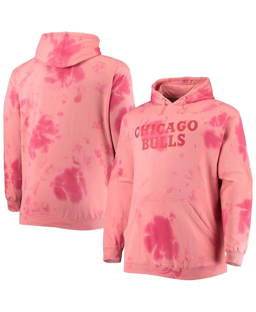 Men's Fanatics Red Chicago Bulls Big and Tall Wordmark Cloud Dye Pullover Hoodie