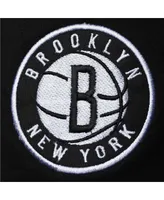 Men's Black, White Brooklyn Nets Big and Tall Contrast Stitch Knit Shorts