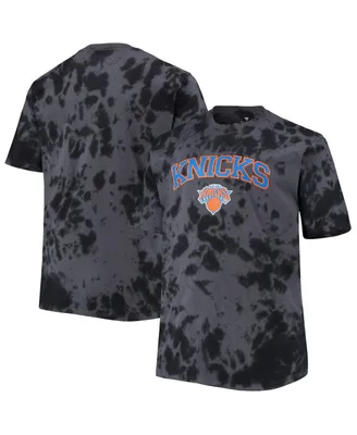 Men's Black New York Knicks Big and Tall Marble Dye Tonal Performance T-shirt