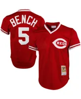 Men's Mitchell & Ness Johnny Bench Red Cincinnati Reds 1983 Authentic Cooperstown Collection Mesh Batting Practice Jersey