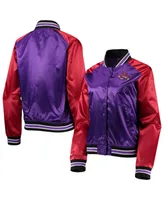 Women's Mitchell & Ness Purple Toronto Raptors Hardwood Classics Raglan Satin Full-Snap Jacket