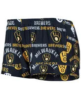 Women's Concepts Sport Navy Milwaukee Brewers Flagship Allover Print Top and Shorts Sleep Set