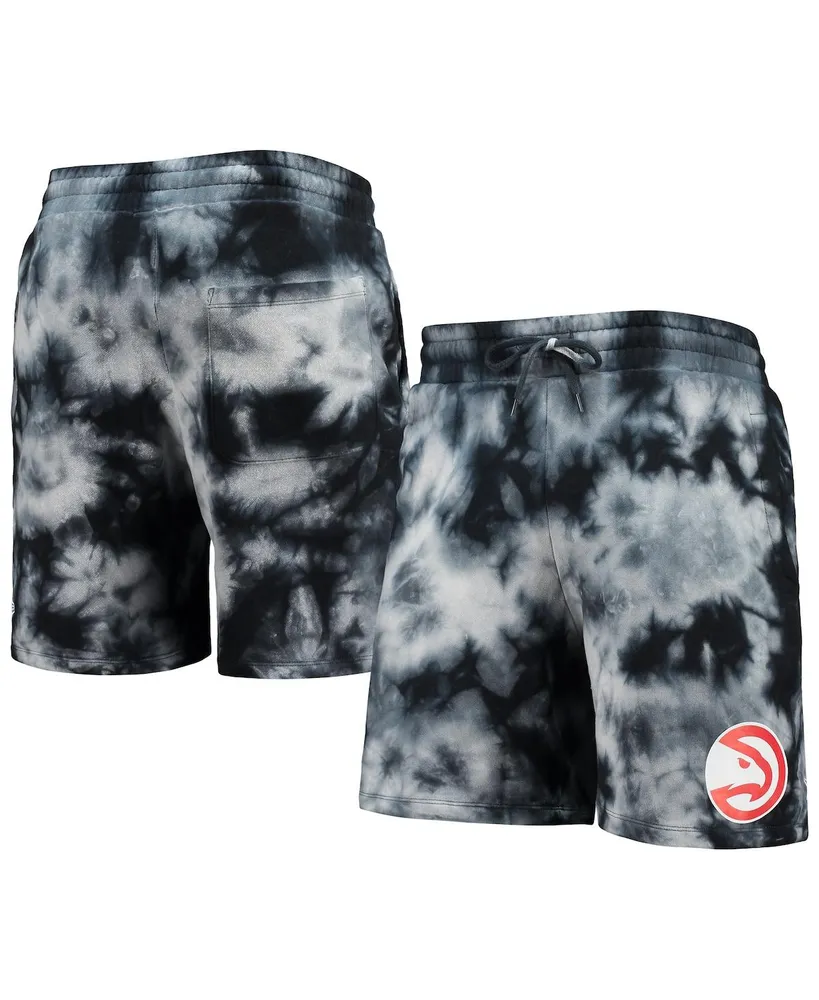 Men's New Era Black Atlanta Hawks Fleece Tie-Dye Shorts