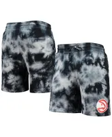 Men's New Era Black Atlanta Hawks Fleece Tie-Dye Shorts