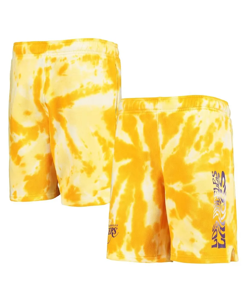 Big Boys Gold Los Angeles Lakers Santa Monica Tie-Dye Shorts