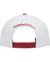 Men's Mitchell & Ness White and Red Miami Heat Hardwood Classics 50th Anniversary Snapback Hat