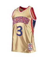 Men's Mitchell & Ness Allen Iverson Gold Philadelphia 76ers 75th Anniversary 1996-97 Hardwood Classics Swingman Jersey