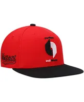 Men's Mitchell & Ness Red and Black Portland Trail Blazers Hardwood Classics Snapback Hat