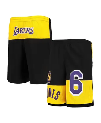 Big Boys LeBron James Black Los Angeles Lakers Pandemonium Name and Number Shorts