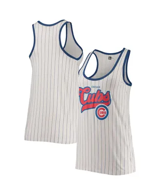 Women's New Era White and Royal Chicago Cubs Pinstripe Scoop Neck Tank Top