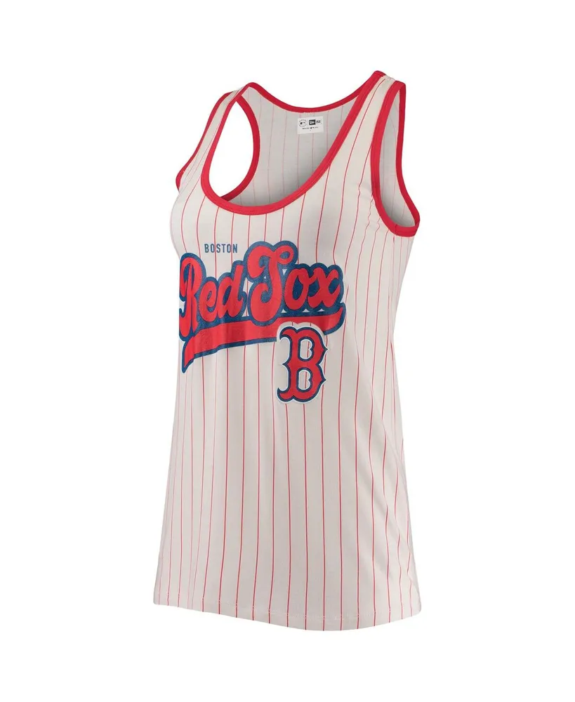 Women's New Era White and Red Boston Red Sox Pinstripe Scoop Neck Tank Top