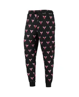 Men's The Wild Collective Black Chicago Bulls Allover Logo Jogger Pants