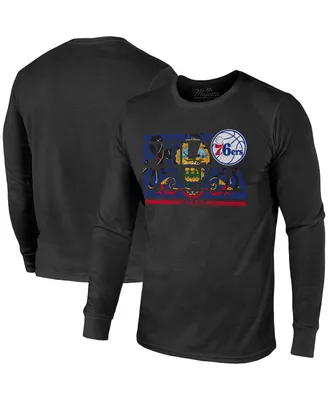Men's Majestic Threads Black Philadelphia 76ers City and State Tri-Blend Long Sleeve T-shirt