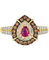 Le Vian Passion Ruby (1/4 ct. t.w.) & Diamond (3/4 ct. t.w.) Halo Ring in 14k Gold