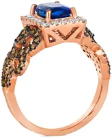 Le Vian Blueberry Tanzanite (1-1/4 ct. t.w.) & Diamond (3/4 ct. t.w.) Braided Halo Ring in 14k Rose Gold